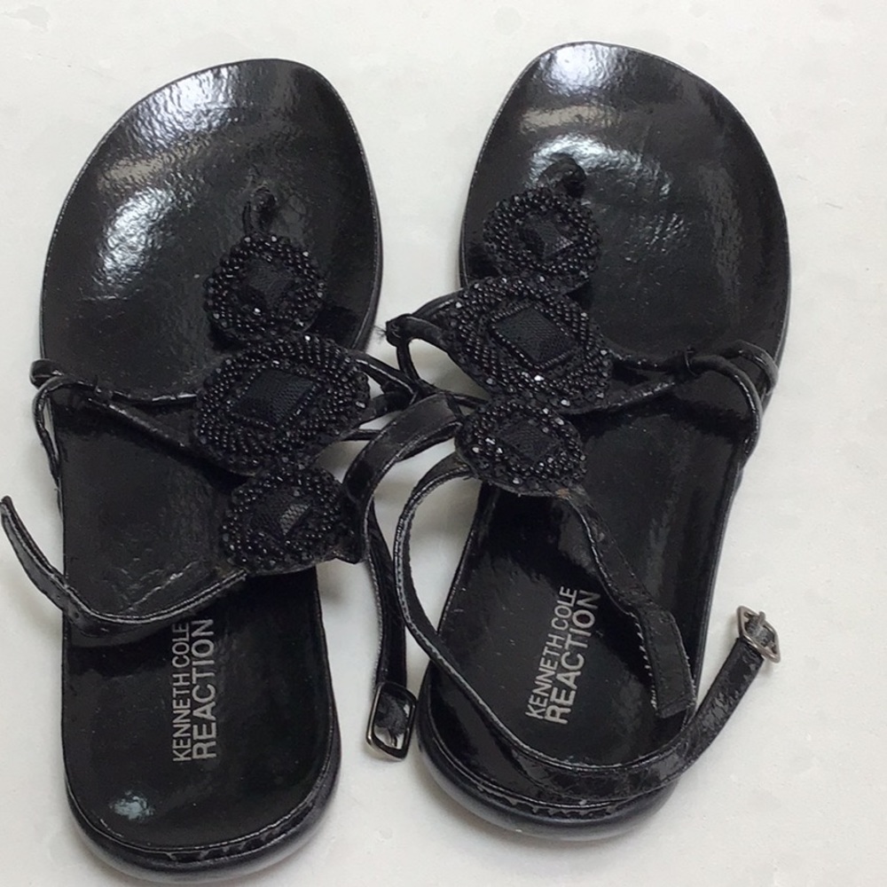 Black beaded thong sandal